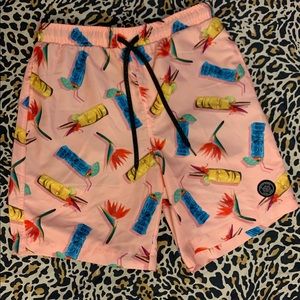 Brooklyn Cloth Swim Surf Shorts pink tiki mug NEW